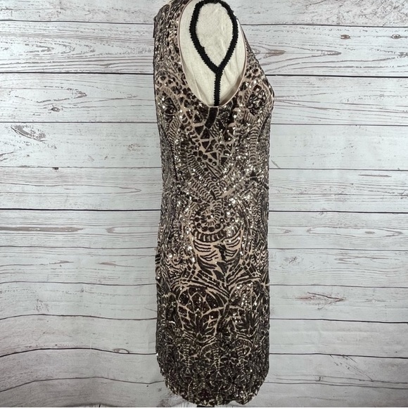 VINCE CAMUTO Bodycon Dress Sequined Sleeveless Stretch Lined Rear Zipper - Picture 4 of 10